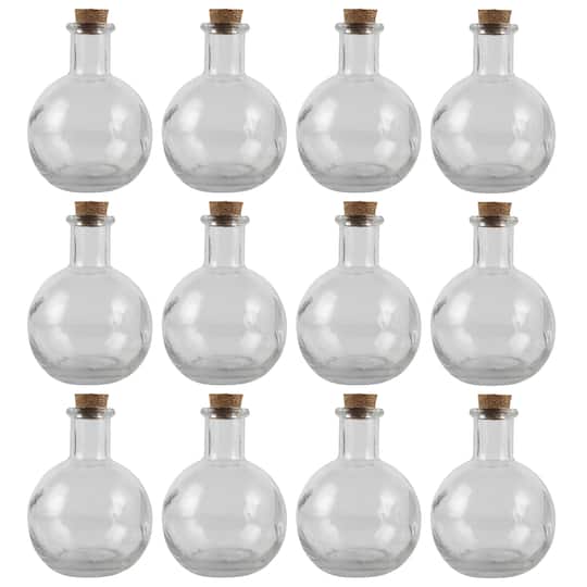 12 Pack: Round Glass Bottle with Cork by Ashland&#x2122;
